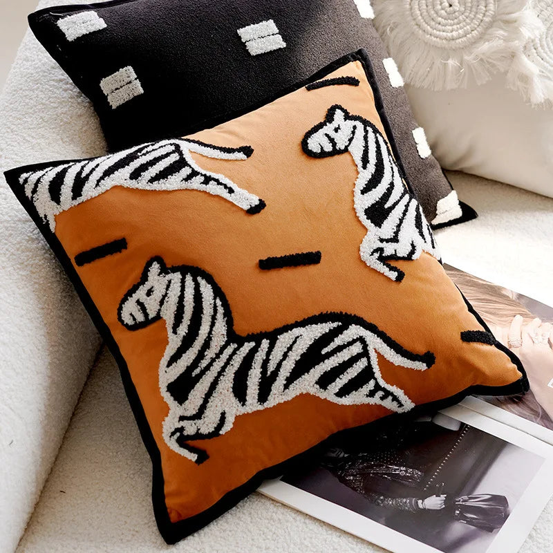 Elegant Horse Pattern Throw Pillow for Home Decor