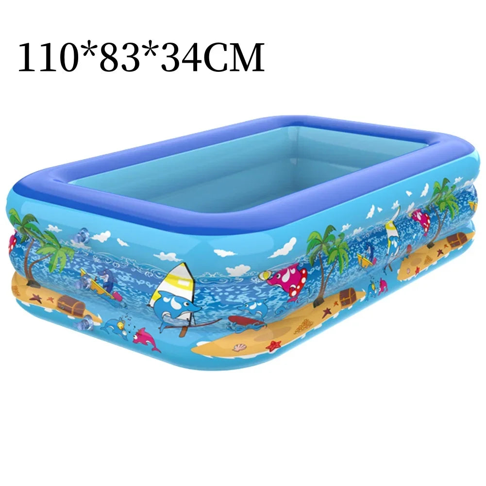 Fun Kids Inflatable Pool with Thick Cartoon Design - Halri