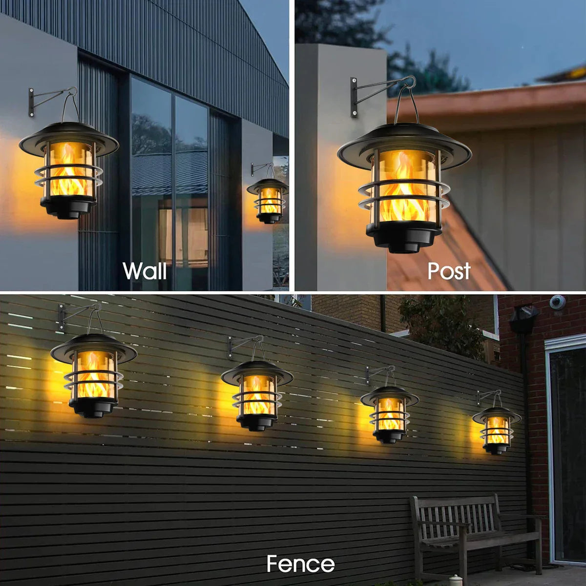 Outdoor Solar Hanging Light with Flickering Flame Effect - Halri