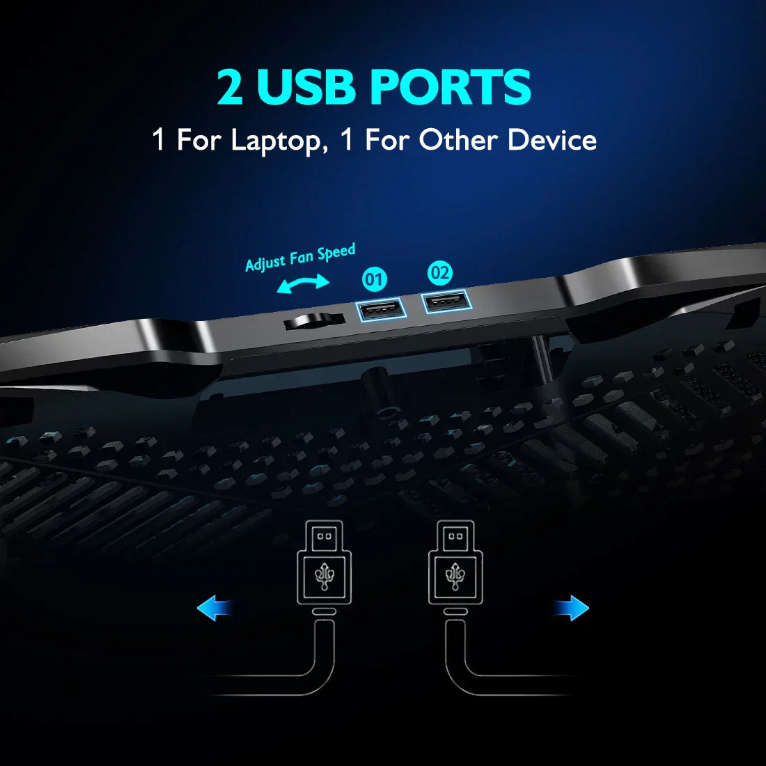 Portable Laptop Cooler with Silent Fans and Stand
