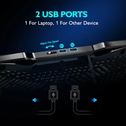 Portable Laptop Cooler with Silent Fans and Stand