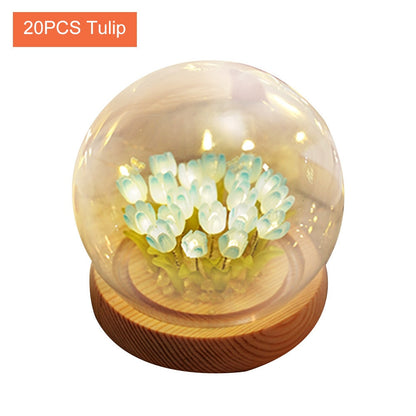 Beautiful Floral Glass Table Lamp