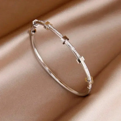 Luxury Diamond Geometric Bangle Bracelet