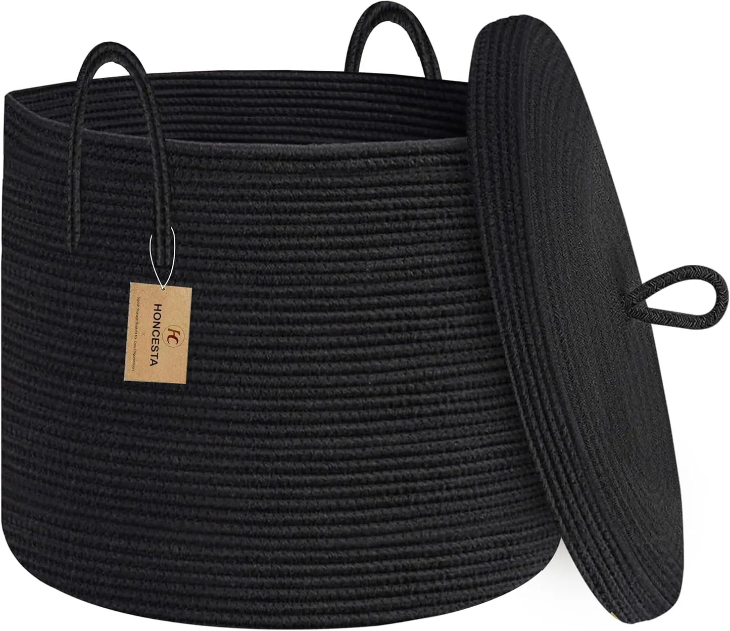 Big Natural Fiber Storage Container with Top - Halri