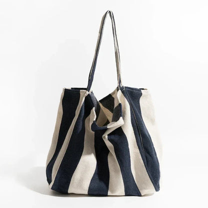 Natural Stripe Cotton Shopping Bag