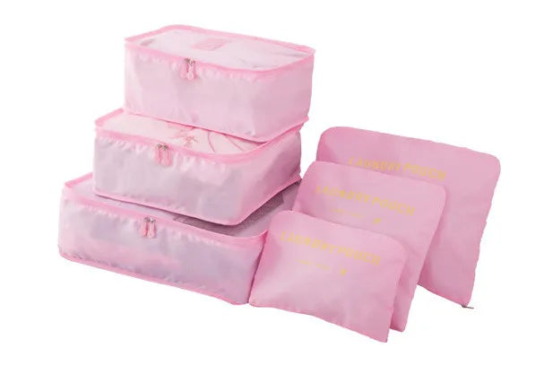 Travel Packing Cube Set 6pc Waterproof Luggage Organiser