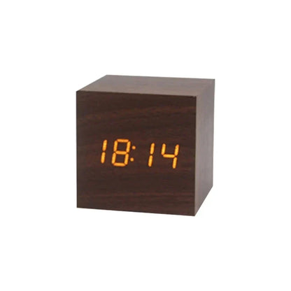Simple Wood Digital Alarm Clock with Temperature Display - Halri