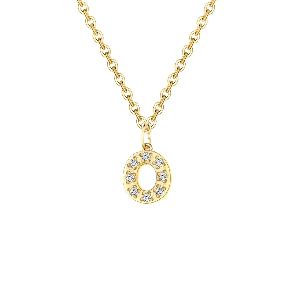 Delicate CZ Initial Pendant Chain Necklace