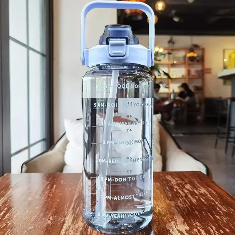 Big 68oz Gym Water Bottle with Straw and Tracker
