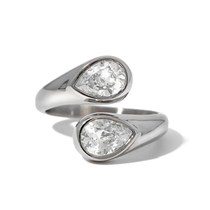 Elegant Drop Diamond Wrapped Ring