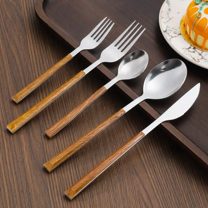 Premium Cutlery Set with Wood Handles