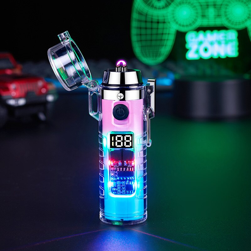 Waterproof Dual Arc Lighter Flashlight Torch