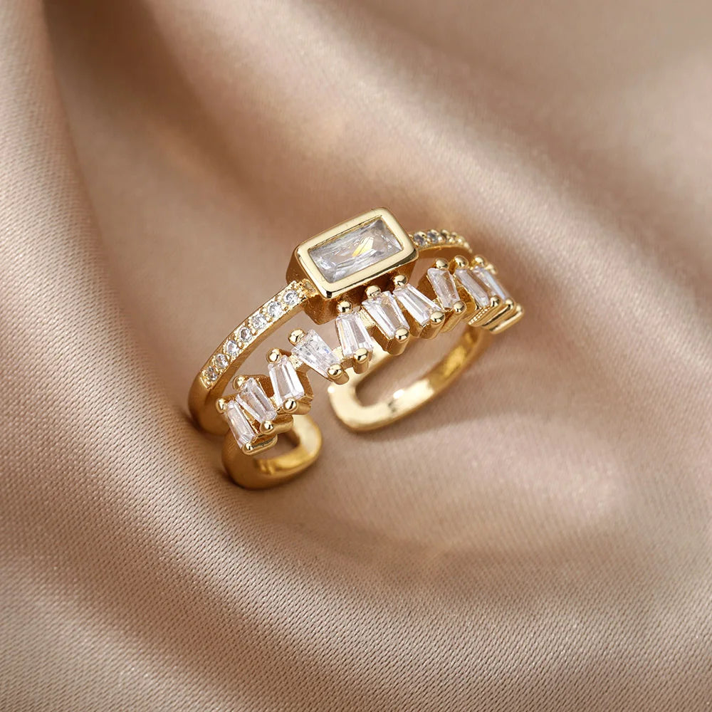 Luxurious Two Tone Baguette Diamond Engagement Ring