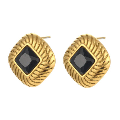 Bold Spiral Design Diamond Stud Earrings