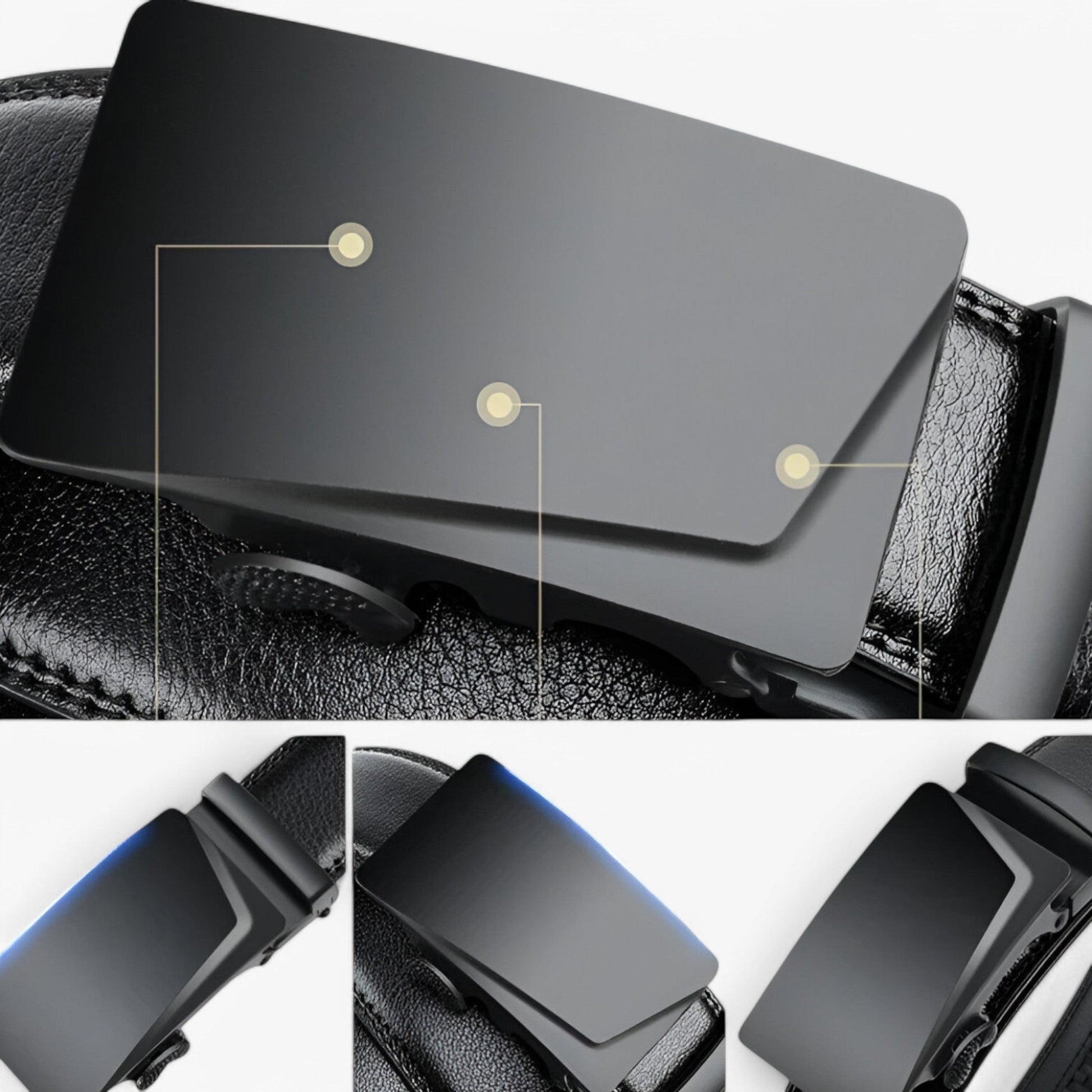 Black Leather Men's Belt with Automatic Buckle – Adjustable, Versatile Design for Casual and Formal Wear-5