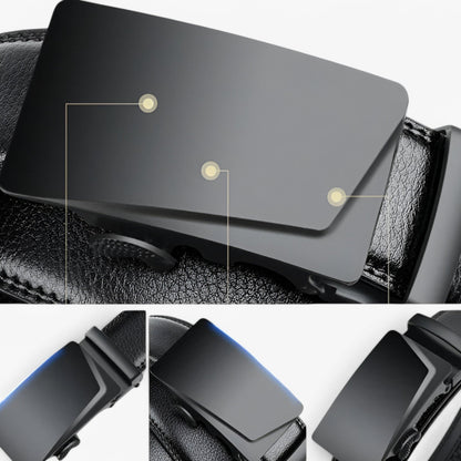 Black Leather Men's Belt with Automatic Buckle – Adjustable, Versatile Design for Casual and Formal Wear-5