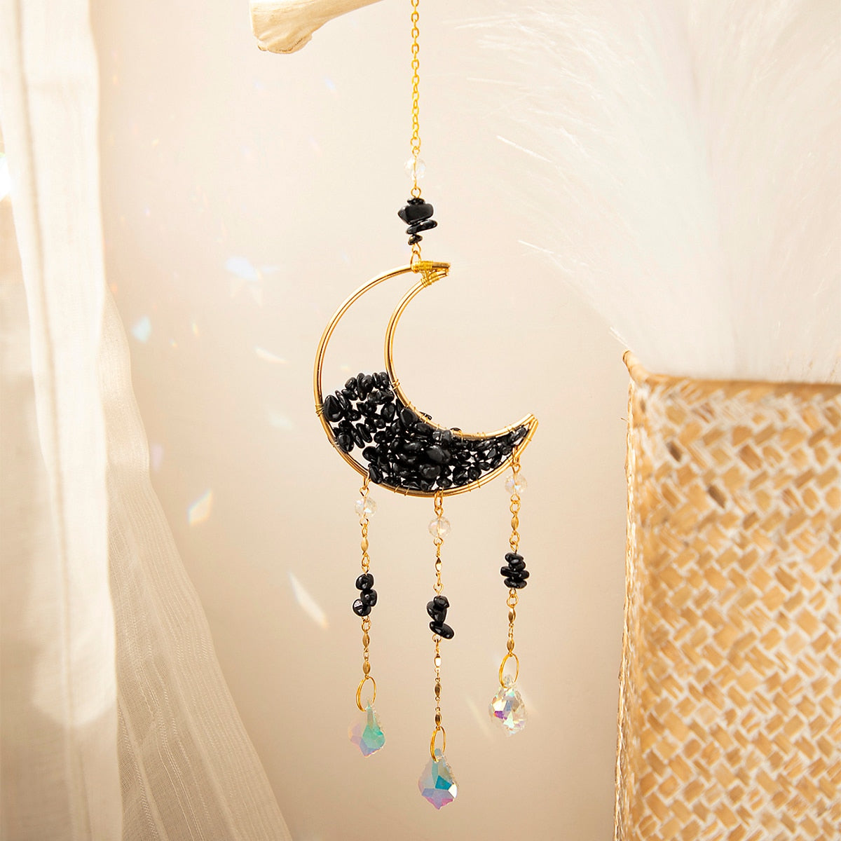 Sparkling Crystal Moon Wall Decoration