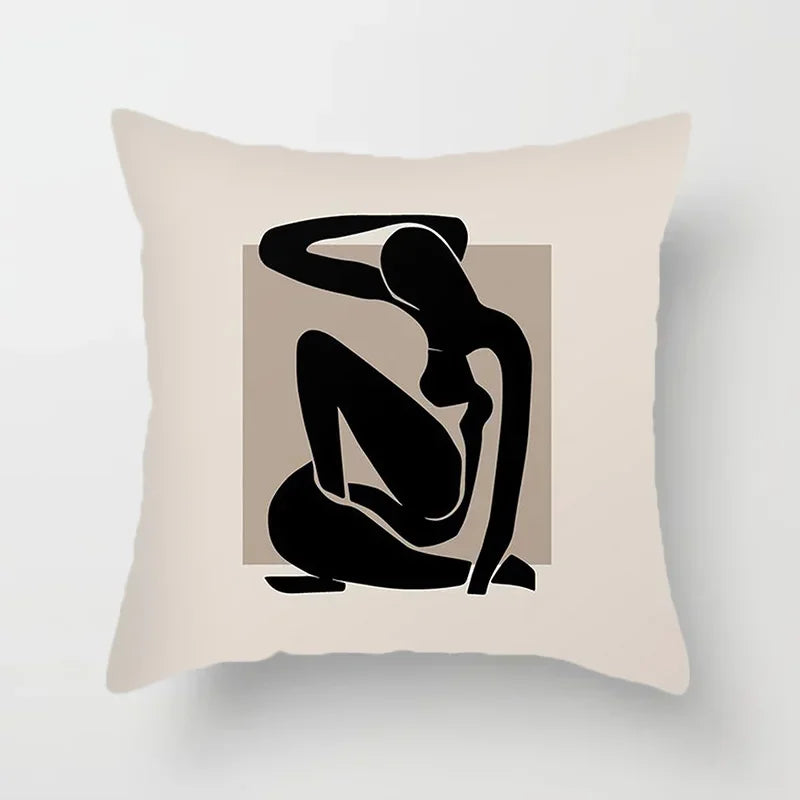 Stylish Black White Abstract Throw Pillow Cover