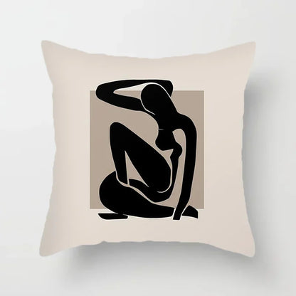 Stylish Black White Abstract Throw Pillow Cover