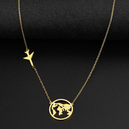 Global Traveler Map Pendant Necklace - Halri
