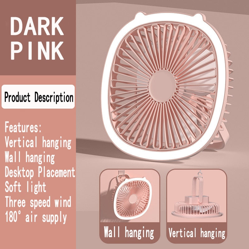 Portable Mini LED Night Light Fan