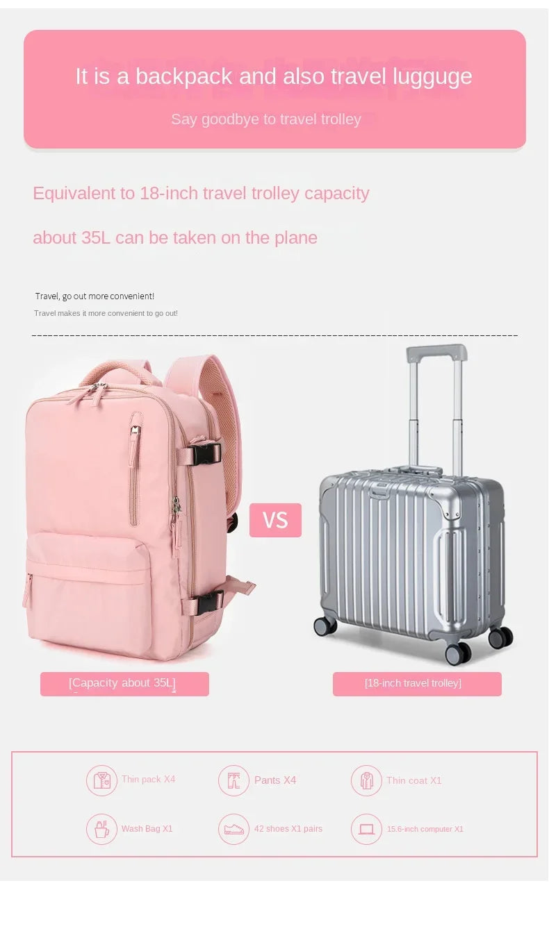 Practical Flight Bag Backpack With Shoe Pocket