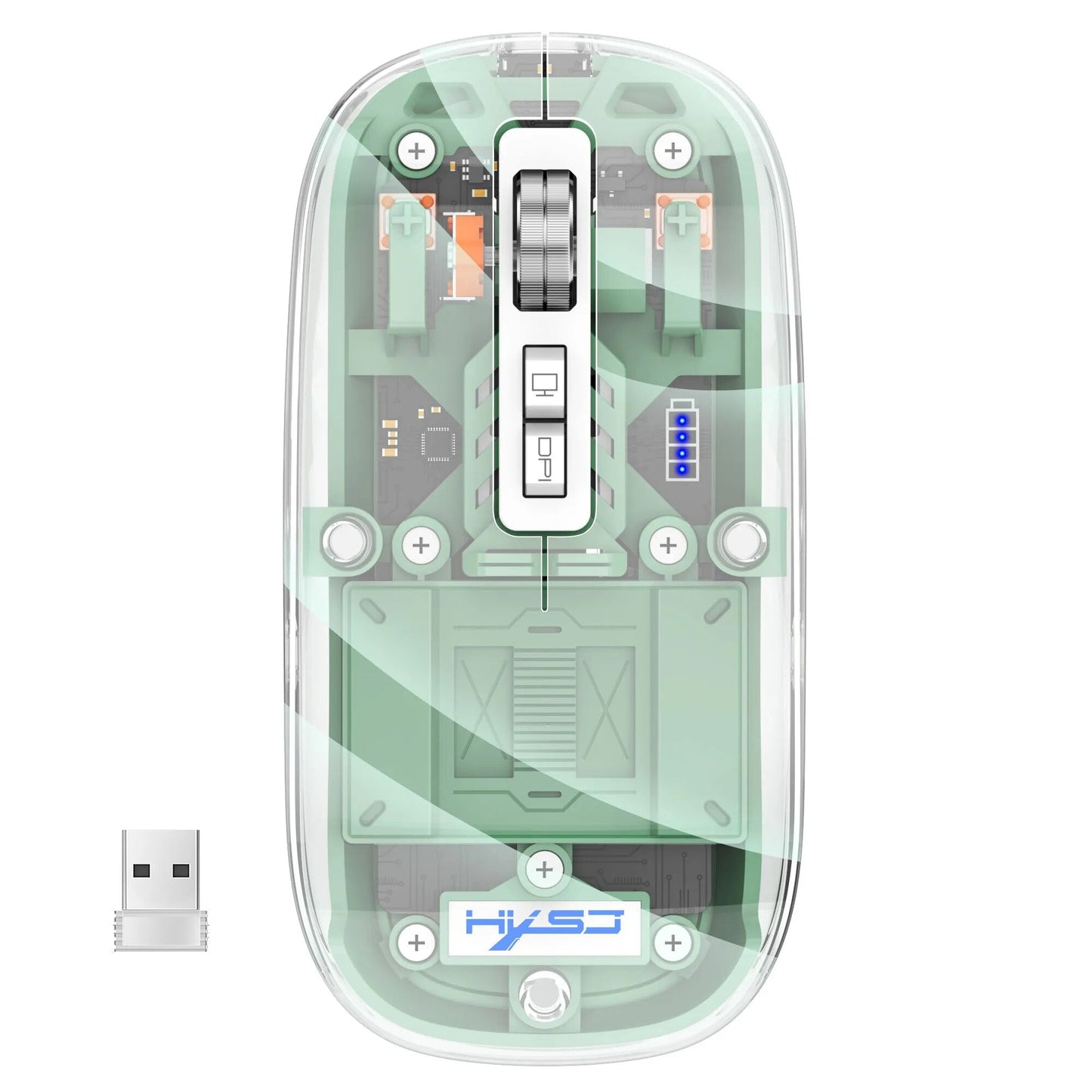 Clear Wireless Rechargeable Computer Mouse