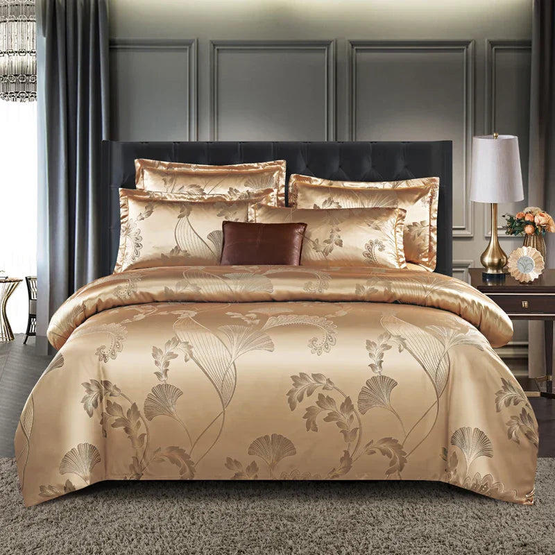 Elegant Soft Gold Blue Duvet Cover