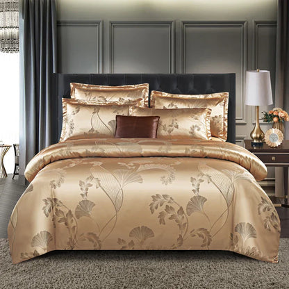 Elegant Soft Gold Blue Duvet Cover