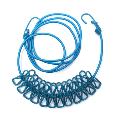 Portable Compact Travel Clothing Line with Clips