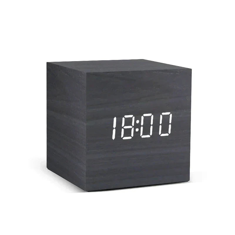 Simple Wood Digital Alarm Clock with Temperature Display