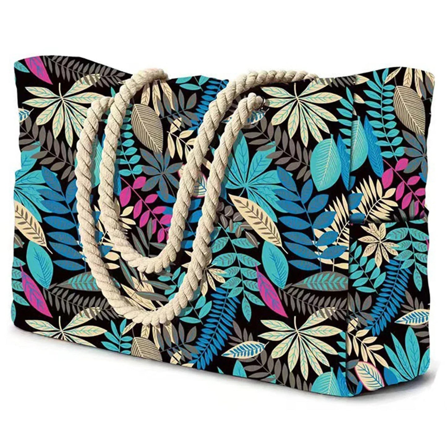 Colorful Striped Zipper Tote Beach Bag
