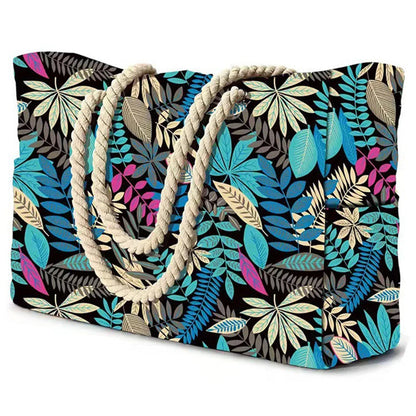 Colorful Striped Zipper Tote Beach Bag