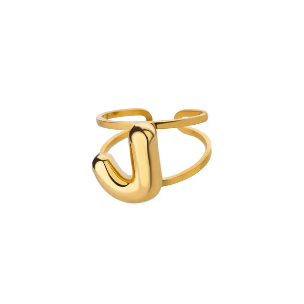 Personalized Initial Open Ring Adjustable Band