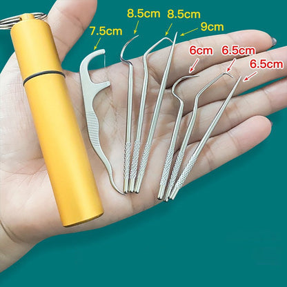 Compact Travel Metal Toothpick Sanitizer Set