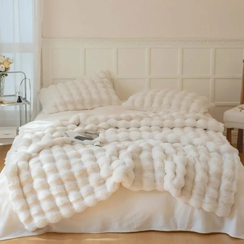 Plush Double Sided Throw Blanket for Home Decor