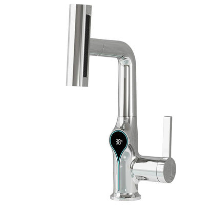 Stylish Faucet with LED Temperature Control and Pullout Spray