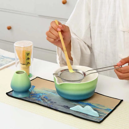 Matcha Gift Set Green Standard Bamboo and Ceramic Tea Making Kit-3