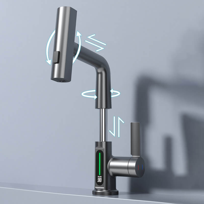 Flexible 360° Rotating Faucet with LED Temp Display