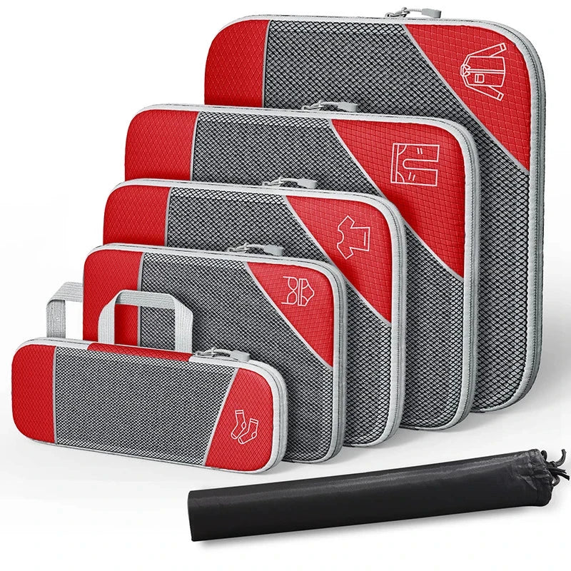 Compact Travel Accessory Kit 6-Piece Waterproof Packing Bags