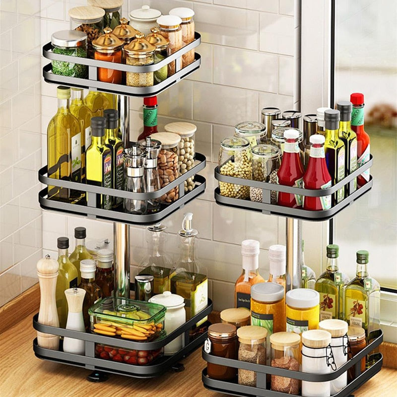 Adjustable 360° Swivel Storage Shelf Organizer
