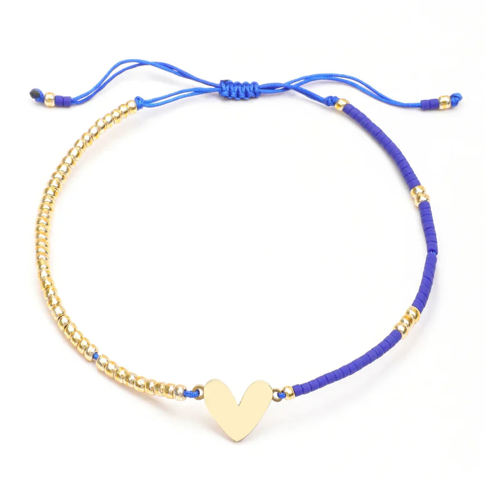 Delicate Beaded Heart Charm Bracelet