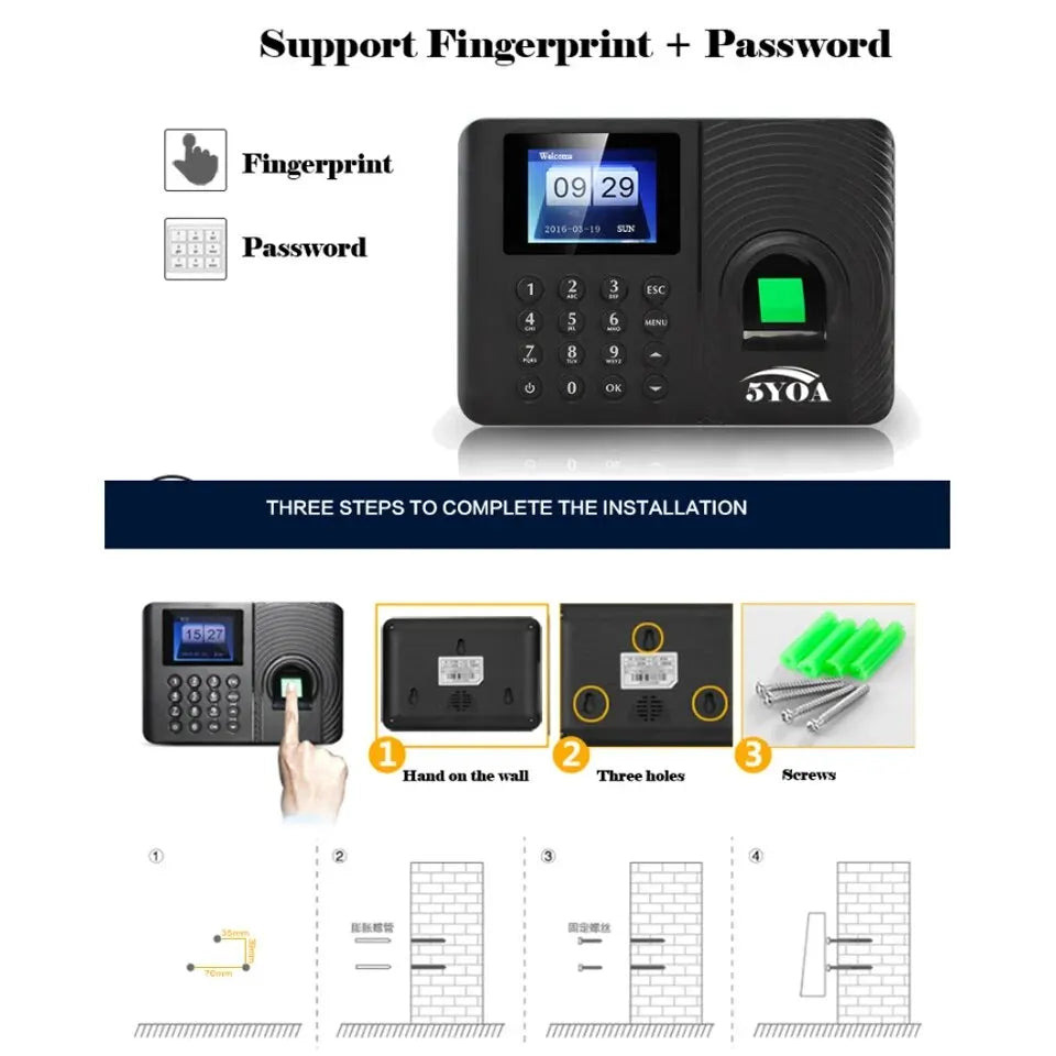 Digital Fingerprint Attendance Clock