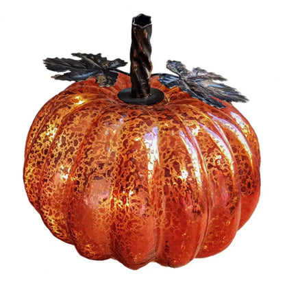 Warm Glow Glass Pumpkin Decor with LED Lights