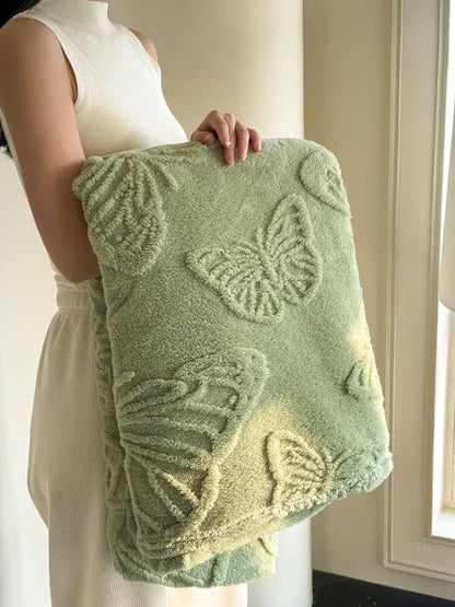 Cozy Plush Throw Blanket with Colorful Butterfly Pattern