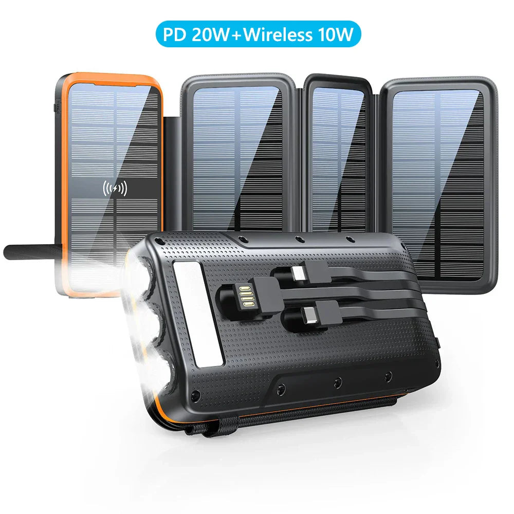 Portable Solar Power Bank 43800mAh Fast Charger