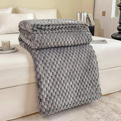 Plush Checked Throw Blanket Soft and Warm for Home