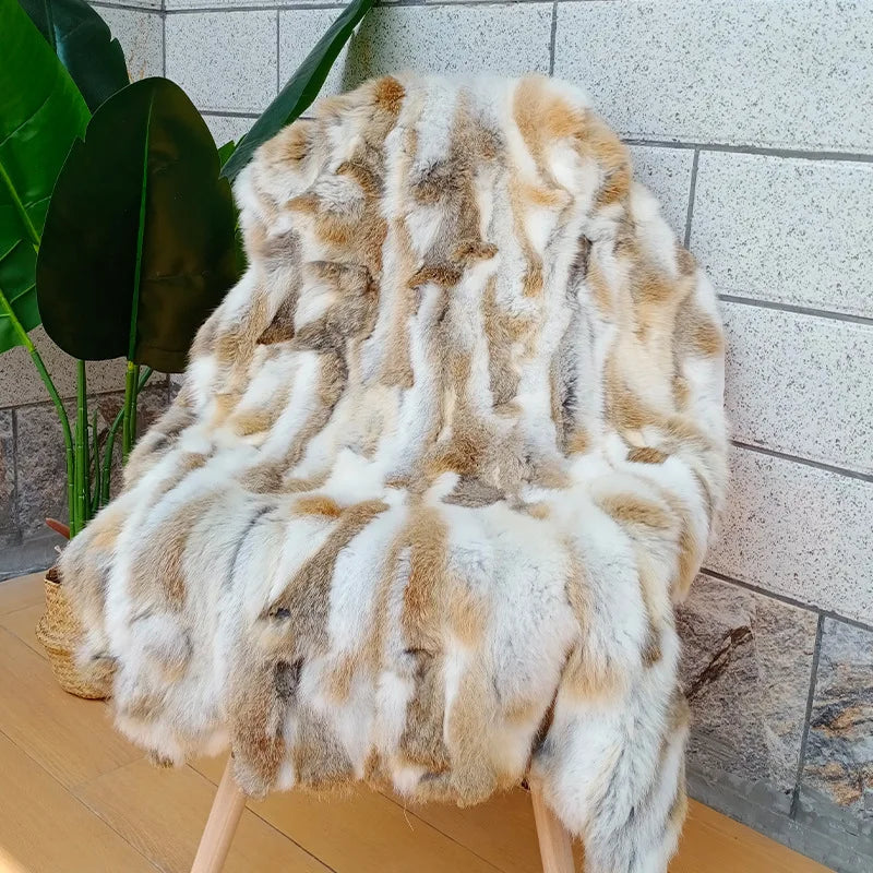 Plush Faux Fur Rug 100x50 cm Natural Handmade Throw
