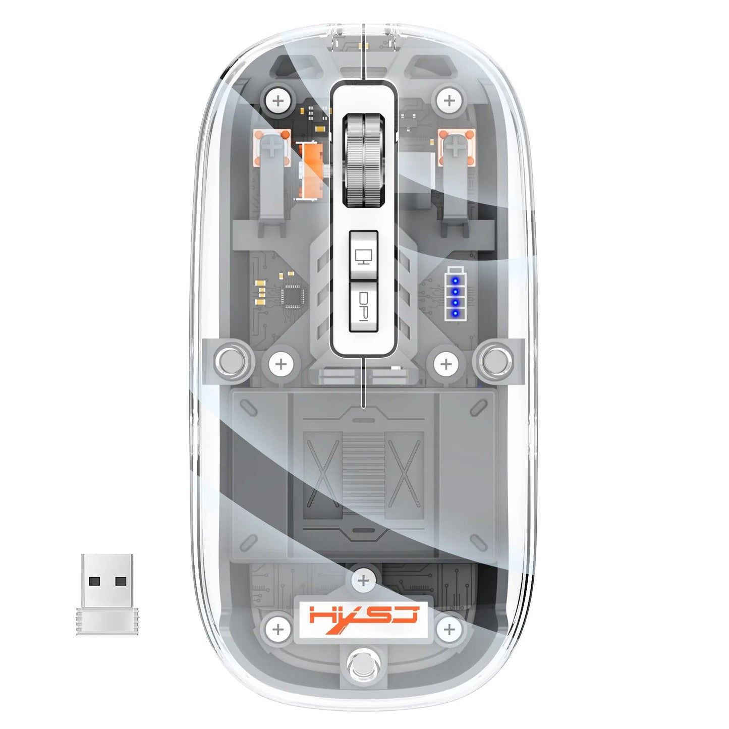 Clear Wireless Rechargeable Computer Mouse