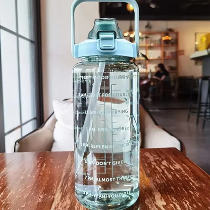 Big 68oz Gym Water Bottle with Straw and Tracker